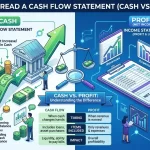 Cash flow statement vs profit comparison graphic for beginner investors